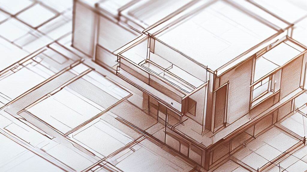 A 3D sketch of a contemporary house